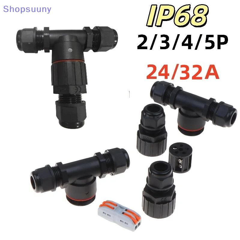 [SU]1Pcs Quick Screw Connect Push-in Terminals IP68 T Shape Electric Connector 2/3/4/5Pin For Junction Box Wire Connector[SU]