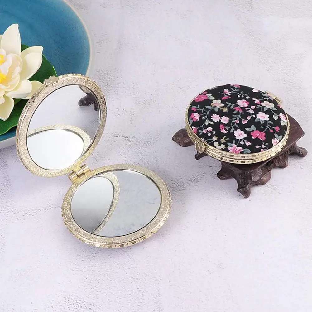 1Pc Mini Make-Up Compacte Zak Bloemenspiegel Draagbare Tweezijdige Opvouwbare Make-Up Spiegel Vrouwen Vintage Cosmetische Spiegels Voor Gi R3g5