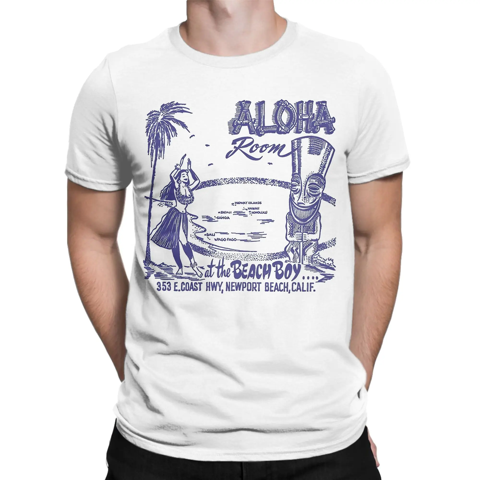 Hip Hop Tiki Aloha Room Retro Matchbook cover Tshirts Men Round Neck Short Sleeve Clothing  Cotton Summer TopsTops