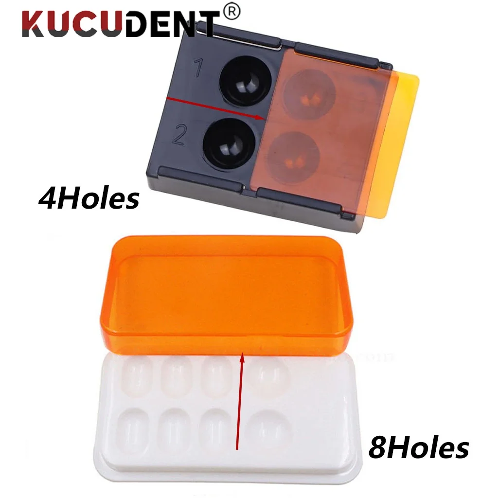 4 /8 Holes Dental Veneer Storage Box Resin Shading Box Case Teeth Patch Shading Light Storage Case Synthctic Acrylic Organizer