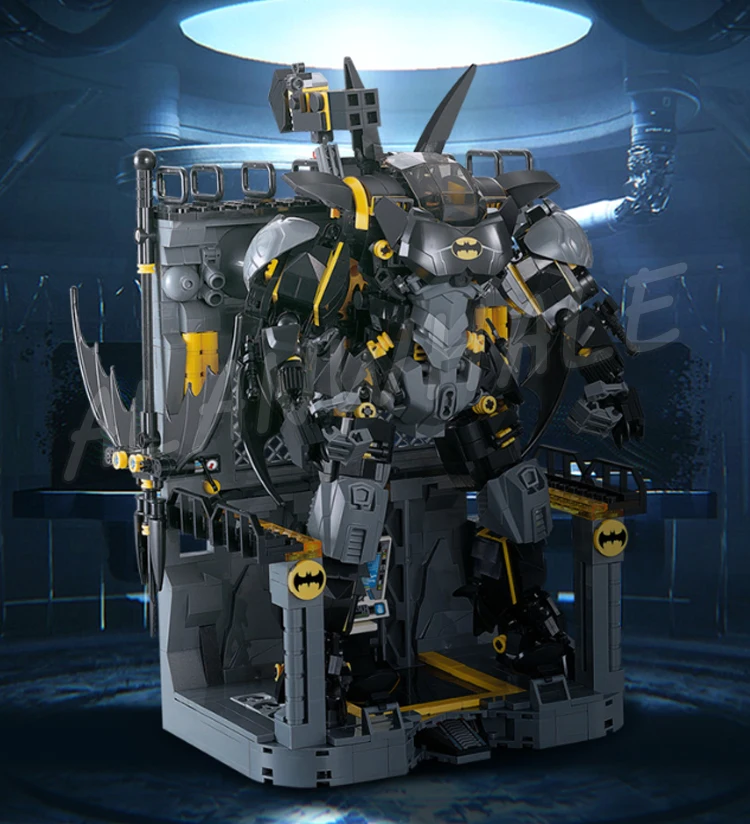 1181 قطعة سوبر مقاتلة BatMech الأسود روبوت المفاصل المنقولة المرآب منصة قاعدة 7143 لعبة مكعبات البناء متوافق مع النموذج