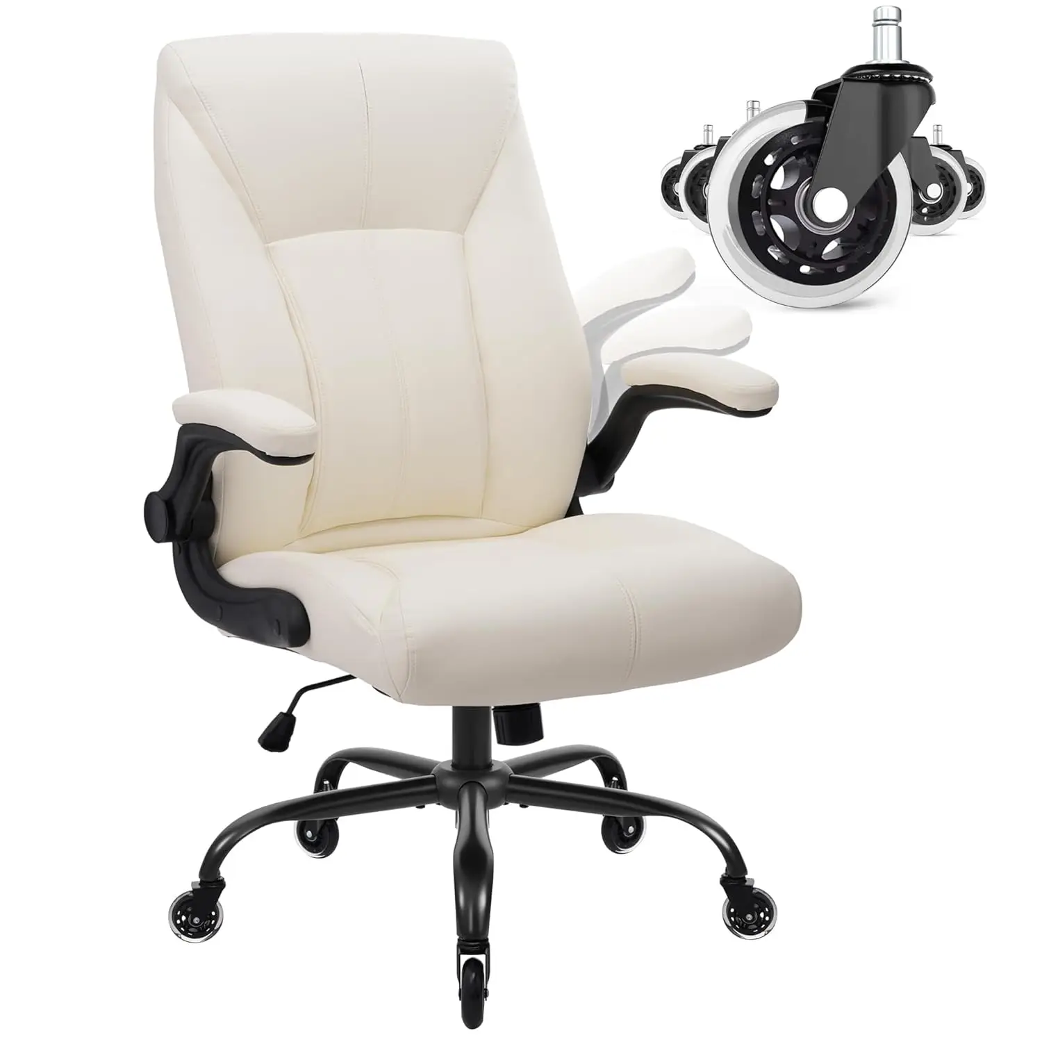 

Большое офисное кресло из искусственной кожи с высокой спинкой, откидными подлокотниками, эргономичной поясничной поддержкой, для работы за столом, с возможностью индивидуальной настройки