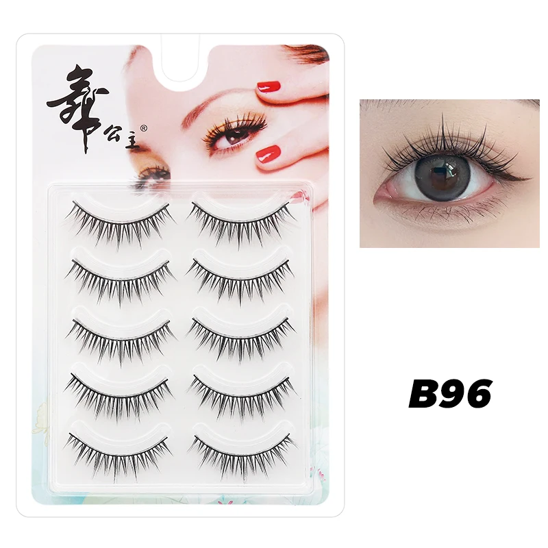 5 Paar Anime-Wimpern mit transparentem Stiel, unsichtbare Manga-Wimpern, natürliche falsche Wimpern für Make-up – Detail 26