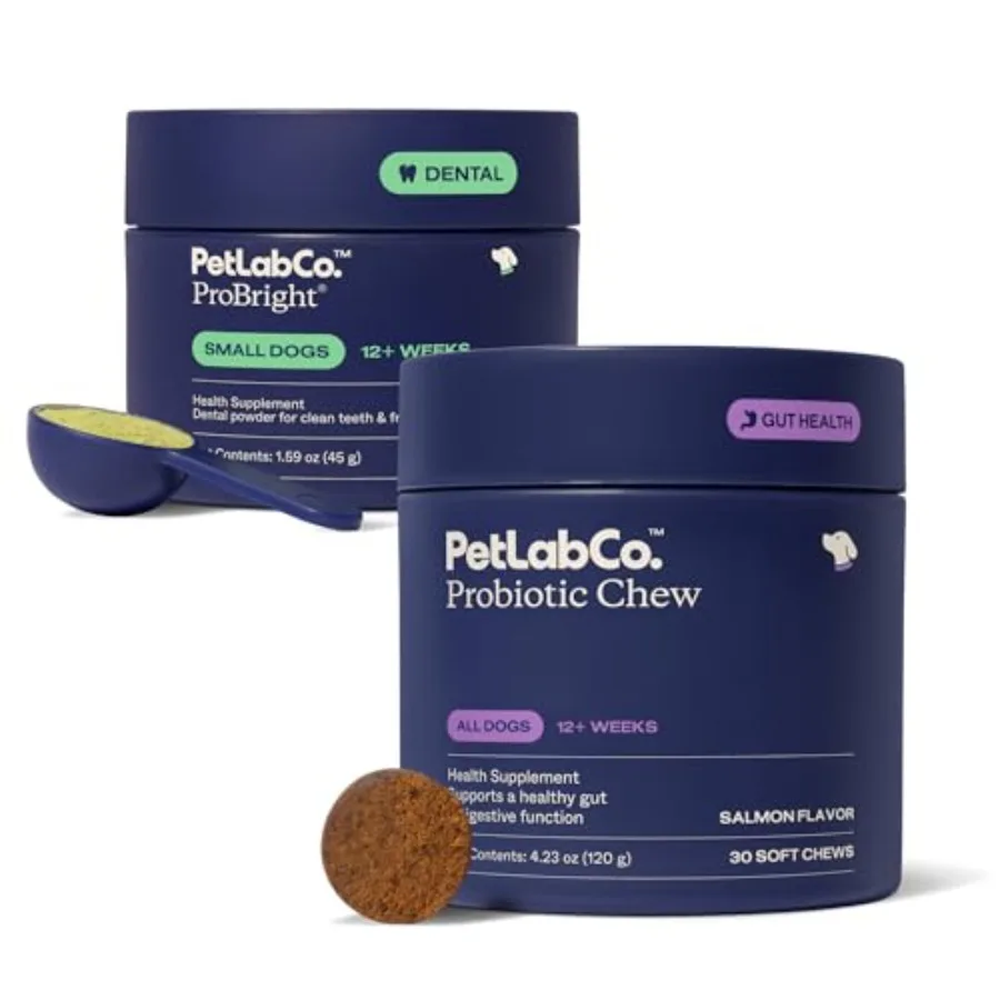 

Oral Hygiene and Gut Health Bundle: Dental Powder for an Effortless Clean in 1 Scoop for Small Dogs and Probiotics for Dogs Sup