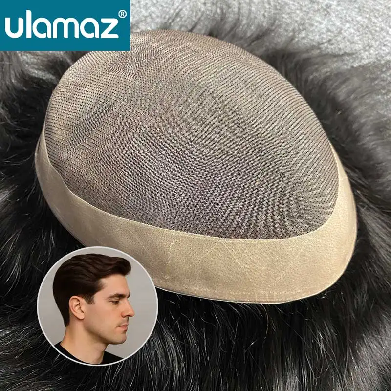 Durable Male Hair Prosthesis Fine Mono Toupee Men's Hairpiece Long-Lasting Mono NPU Wig Hair System For Man Capillary Prosthesis