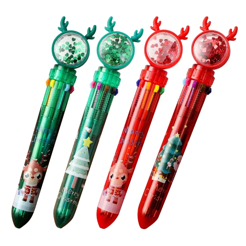 4 шт., мини-выдвижная разноцветная шариковая ручка, рождественская шариковая ручка для детей, студенческий класс, награда, K1KF