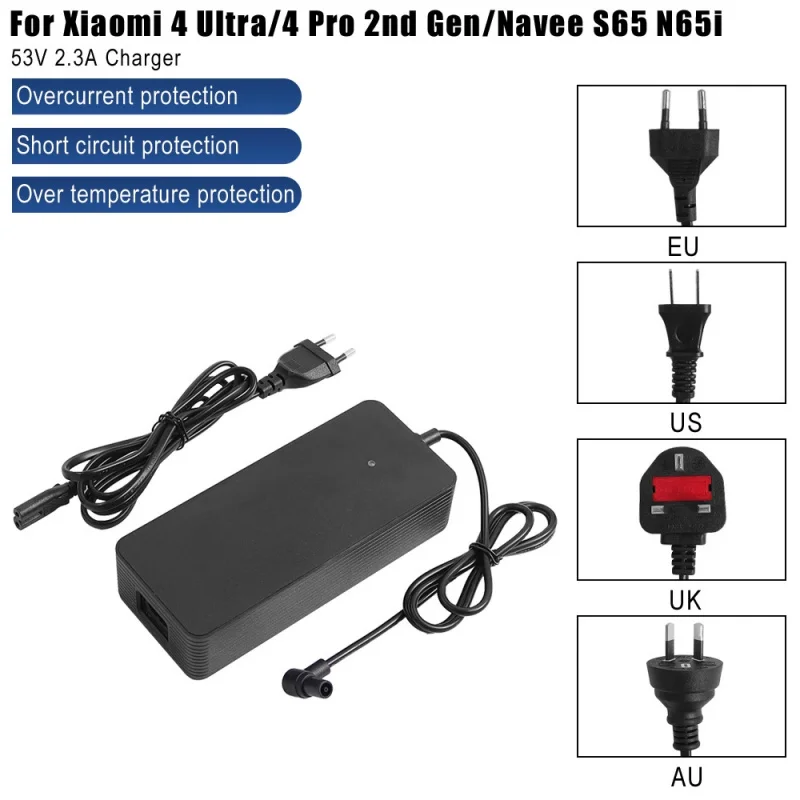 

53V 2.3A Charger Adapter for Xiaomi 4 Ultra/4 Pro 2nd Gen/Navee S65 N65i Electric Scooter Charger Adapter Power Accessories