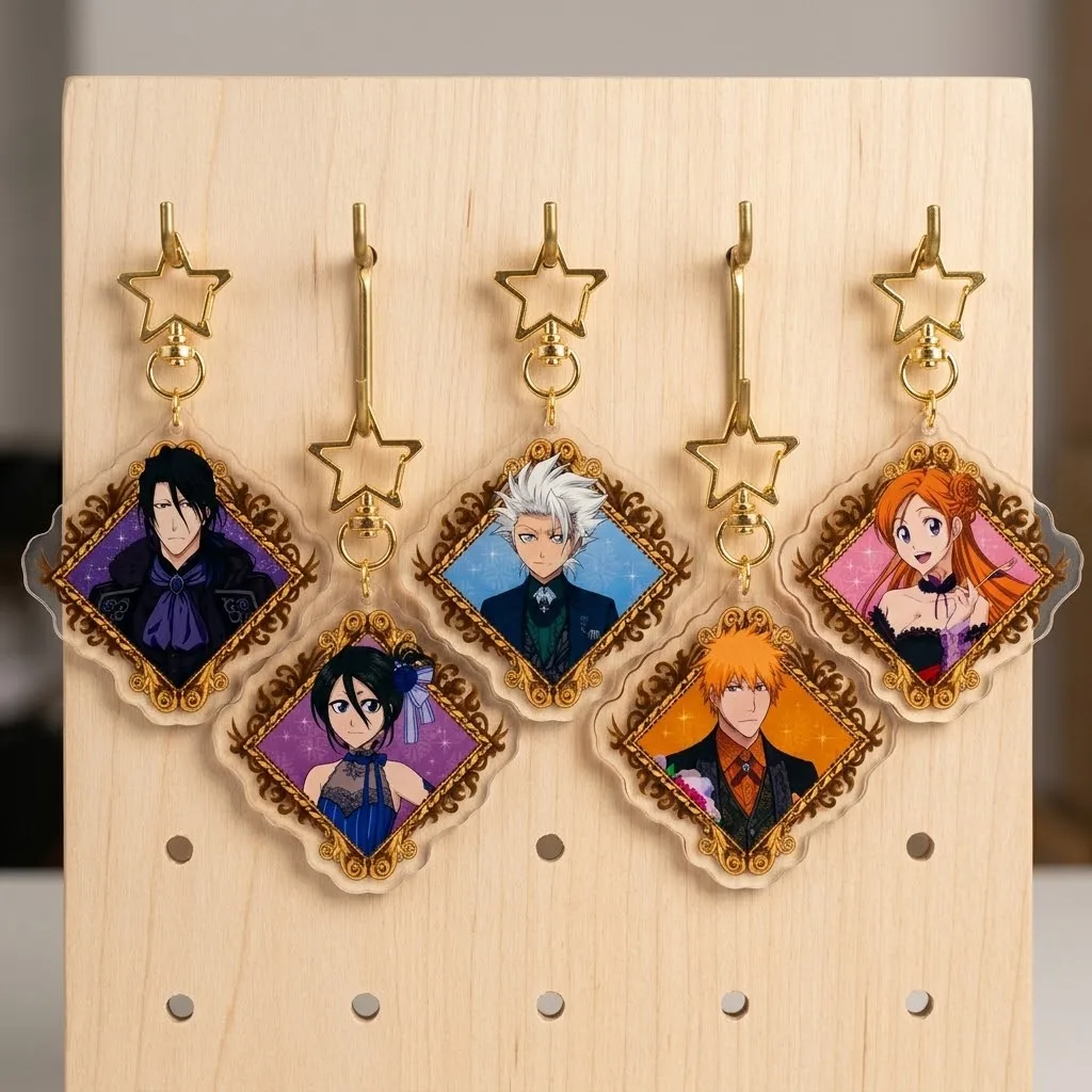 Hot 6cm Anime Bleach Acrylic Keychain Figure Desktop Decoration Collectible Ornament Cartoon Character Model Gift for Fans