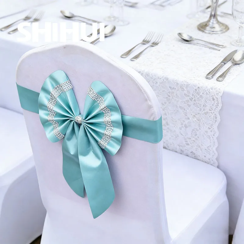 

10 шт., пояса для стула, галстук с бриллиантами, милый атласный узел, чехол на заднюю ленту, пояс, бант для отеля, банкета, свадьбы, вечеринки, украшения