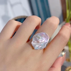 925 Sterling Silver Classic Retro Natural Freshwater Baroque Petal  Pearl Ring 14-19MM adjustable size  Gifts for Woman  RB