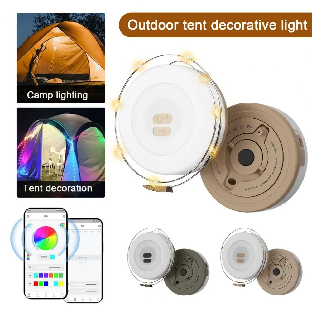 Camping Fairy Light Retractable Outdoor Camping Light with App Control Waterproof Fairy Light Usb Rechargeable Led for Garden