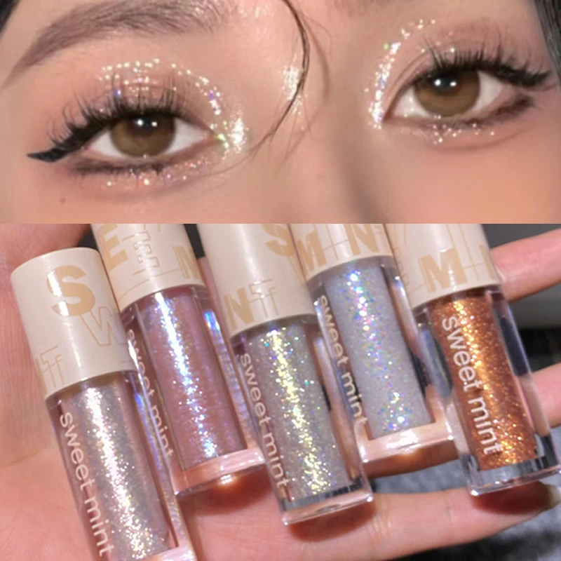 Shining Liquid Eyeshadow Eyeliner Pearlescent Glitter Highlighter Eye Shadow Liquid Brighten Silkworm Lasting Makeup Cosmetics