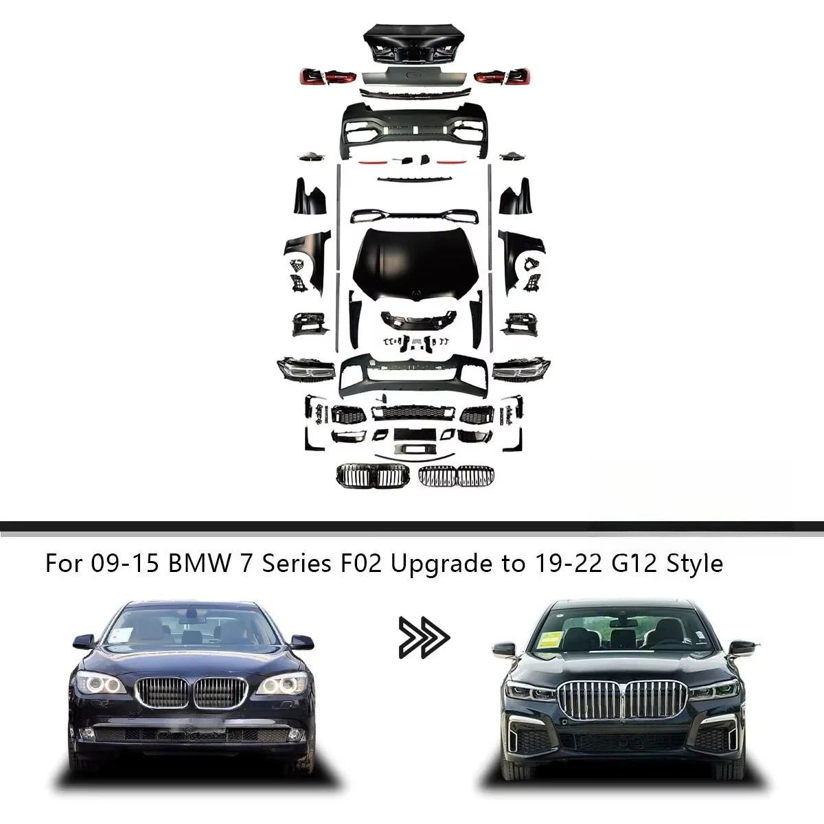 

New Design Body Kit for 7 Series F02 09-15 Upgrade to 2022 G12 Style Full Body Kit Parts System Exterior Accessories