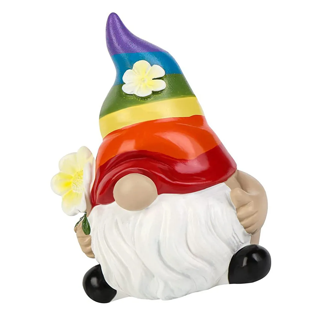Resin Garden Gnome Statue Bright Color Cute Lawn Decor Outdoor Garden Ornament Decoration Cute Gnome Decor Resin Craft Ornaments