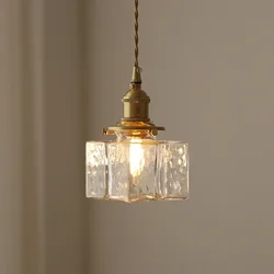 Vintage Square Glass Bottle Design Pendant Lights for Room Desks Bedroom Loft Hallway Chandelier Home Decor Hanging Luminaires