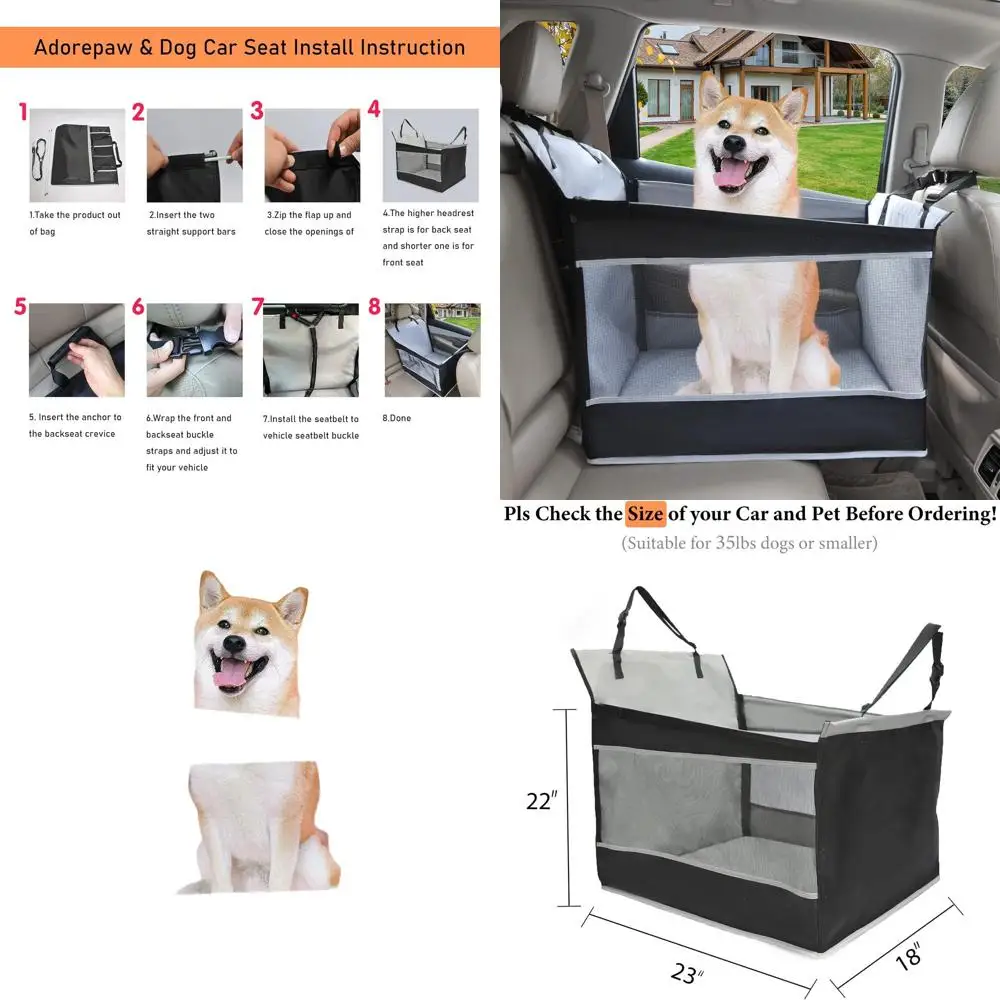 

Large Dog Car Seat Cover with Waterproof Fabric, Breathable Mesh, Adjustable Seat Belt, Non-Slip Bottom - Grey