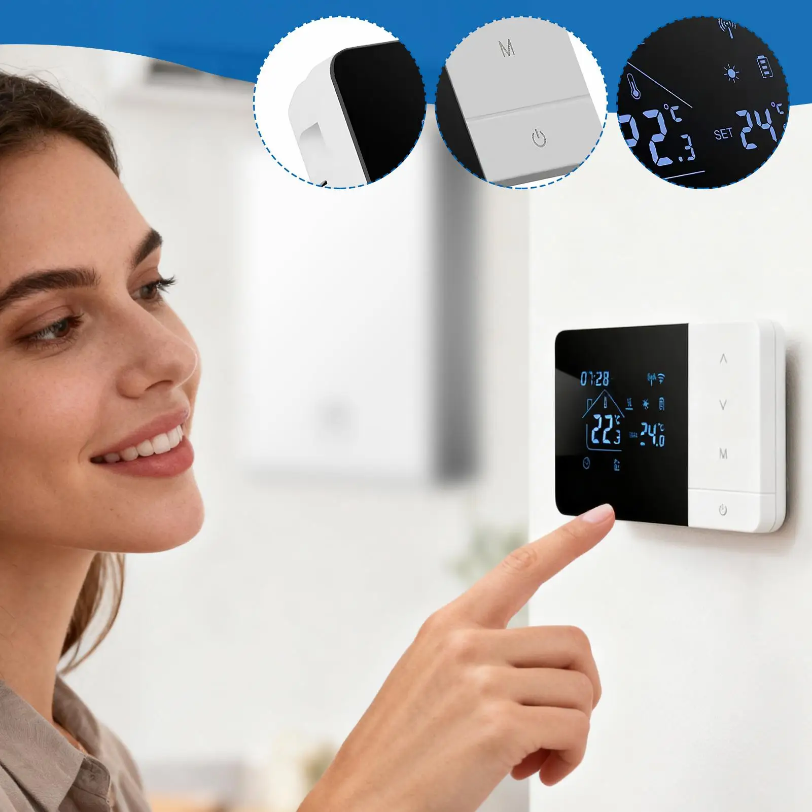 منظمات حرارة ذكية للحرارة المنزلية وتطبيق ترموستات واي فاي بارد ووحدة تحكم في درجة الحرارة بالتحكم الصوتي مع شاشة تعمل باللمس لفندق RV المنزلي