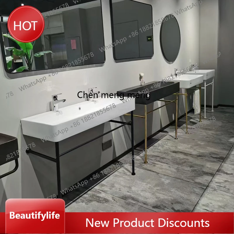 

zq10 Bathroom floor-to-ceiling stainless steel bracket ceramic basin black white silver bracket hanging basin