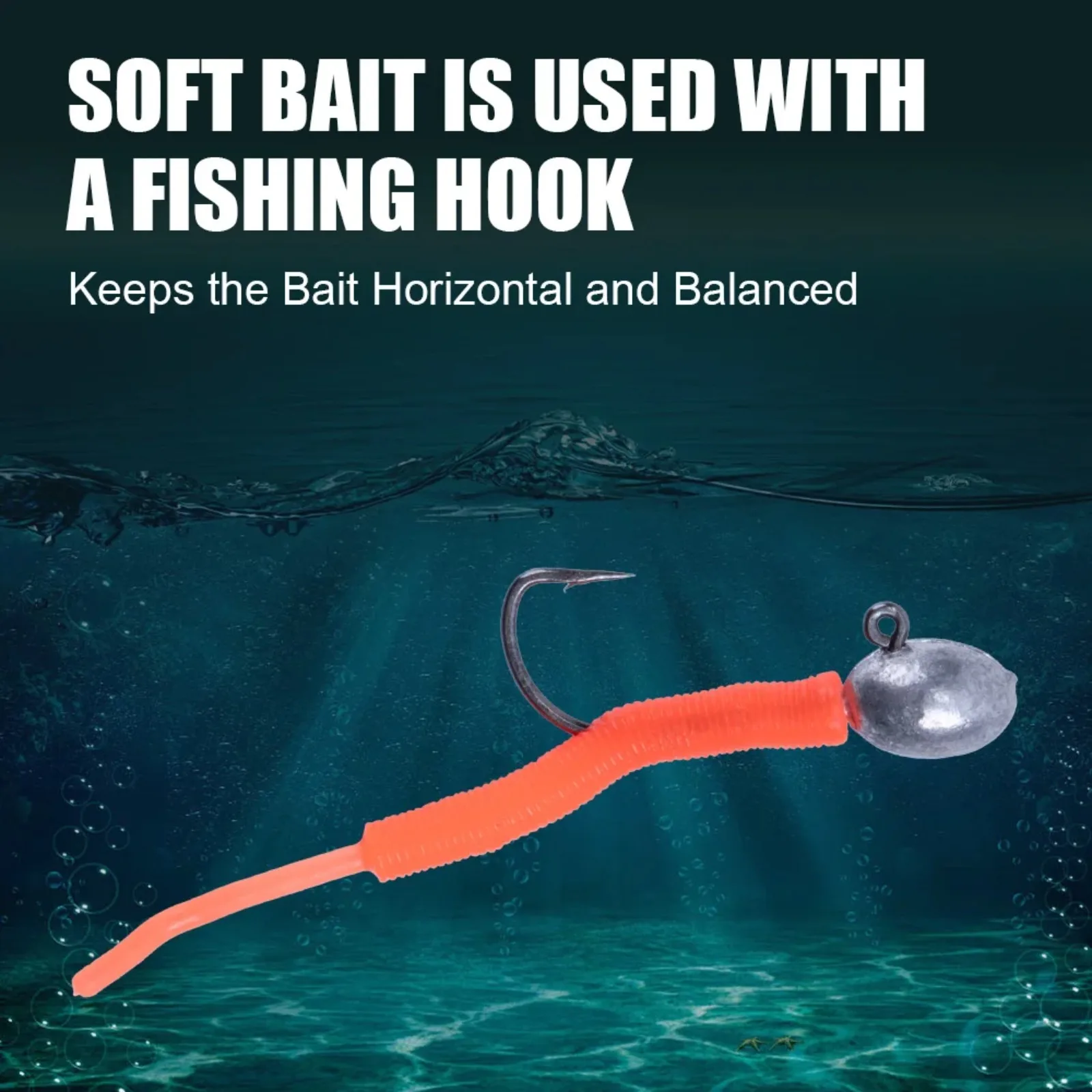 

Goture Mini Soft Plastic Worm Baits 40pcs/box with TPE Flexible Tail, Jig Hook Lure Set for Freshwater Saltwater Bass Fishing