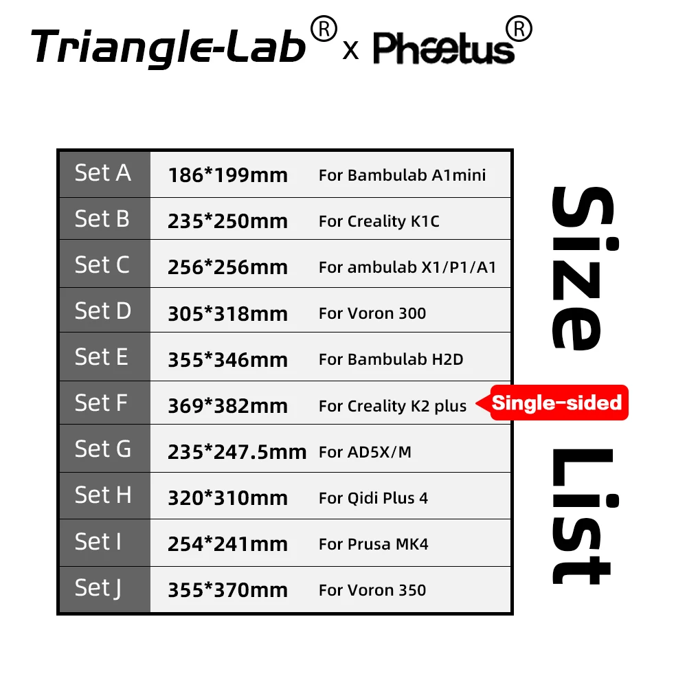 Trianglelab ® &Pheetus ®   256*256mm Conwebr ™   Cool Plate Mastery w technologii Filamentów, płytka robocza 256x256mm do Bambulab X1/P1/A1 — zdjęcie produktu 3