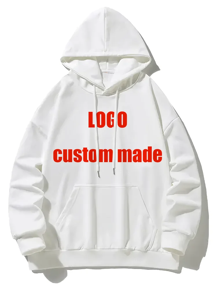 Personalized Men's Women's Hooded Sweatshirt Casual DIY Commuter Hoodie Custom 3D Printed Designer Embroidery White Autumn