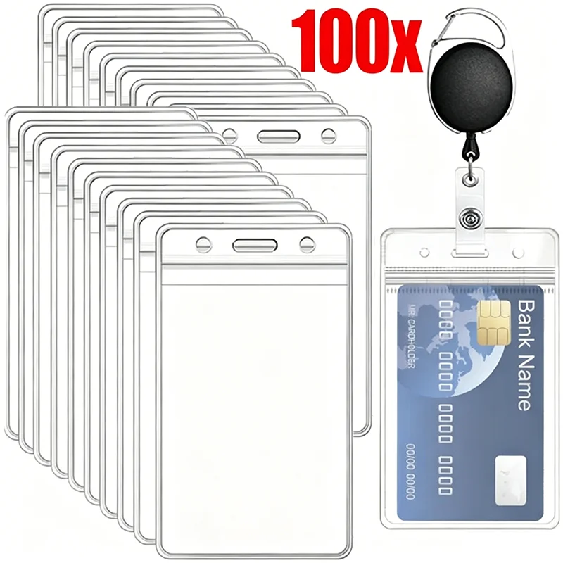 Transparent Card Holder Waterproof Plastic Protector Case Business Bus Bank Credit Card Protector ID Card Badge Holders