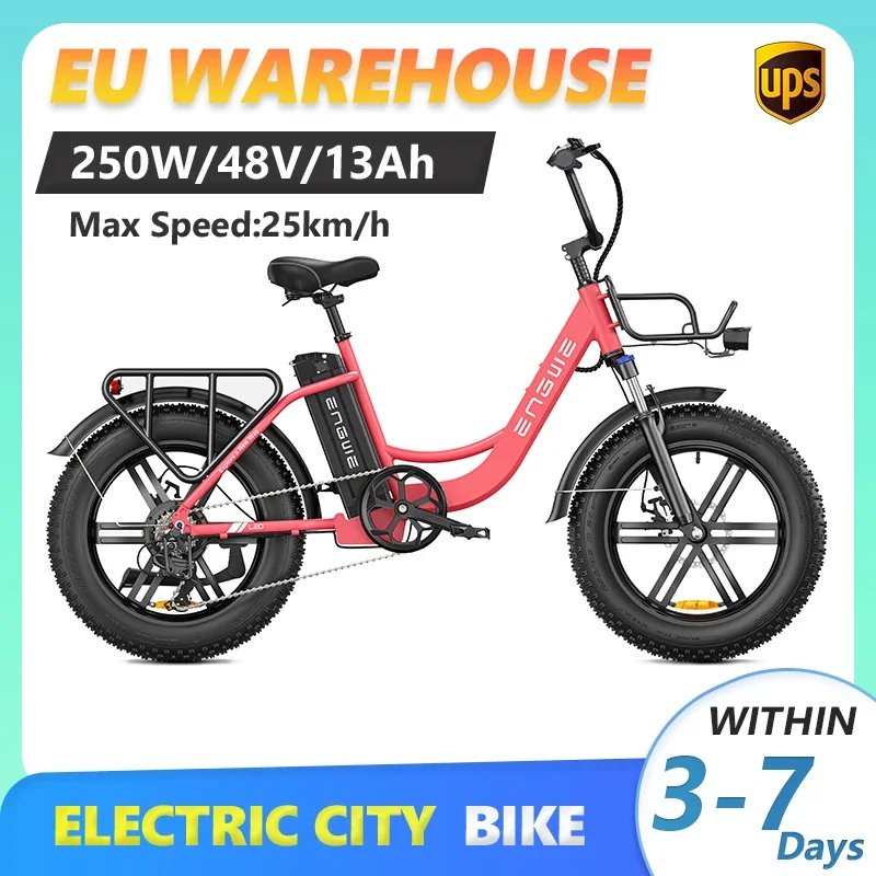 Vélo électrique urbain et de montagne, 20x4.0 pouces, moteur 750W, vitesse maximale 45 km/h, 52V, 13Ah, ENGWE L20, stock UE