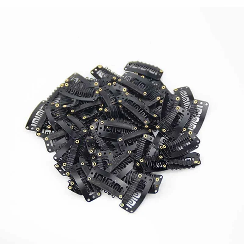 10 Pcs/set Hair Extension Clip U Shape Weave Toupee Wig 6/9 Teeth Black Snap-Comb Clips Styling Tools 32mm Hat Fixing Tool