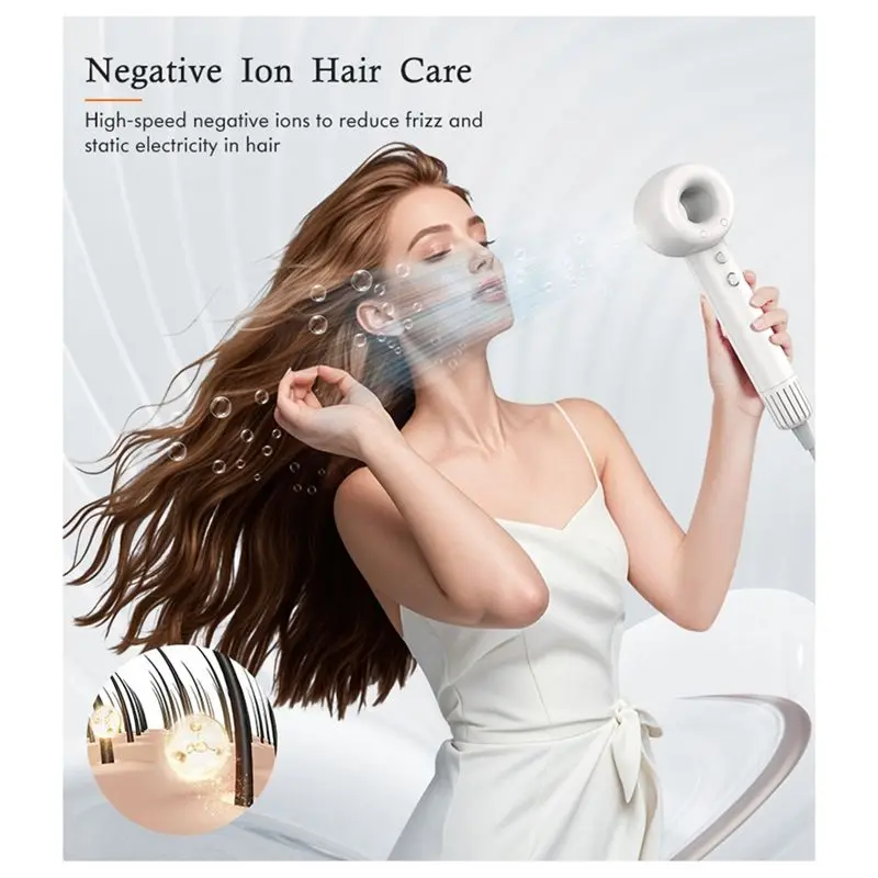 ABZA-High Speed Hair Dryers Negative Hair Care Quick Dry Leafless Hair Dryer Personal Styling Salon Appliance EU Plug
