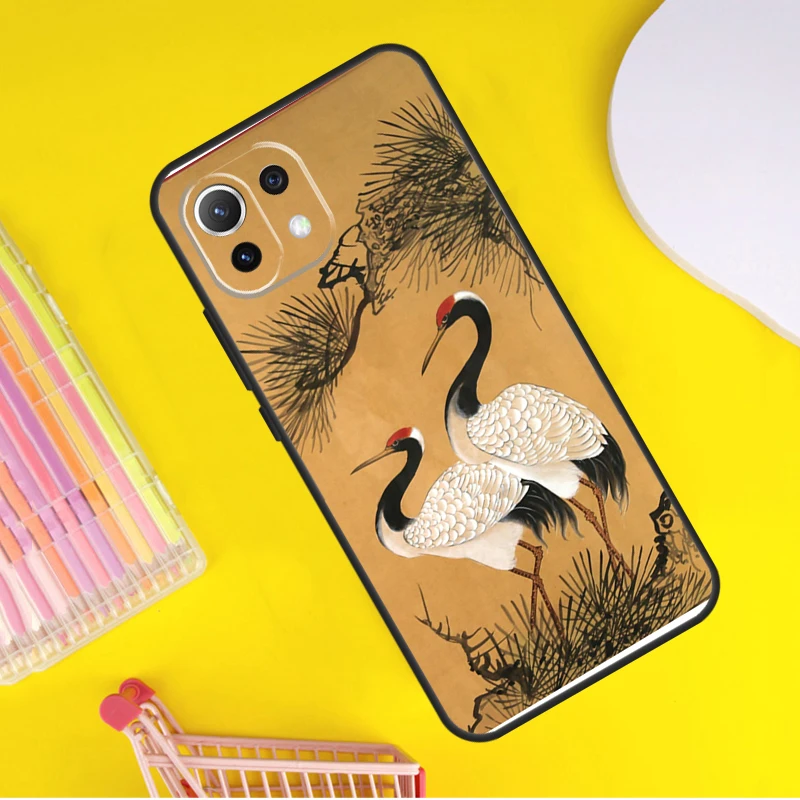 Red-crowned Crane Bird Cover For Xiaomi 14 13 Ultra 11T 12T 13T 14T Pro POCO X7 Pro X3 X5 F3 F5 F6 M6 X6 Pro Case