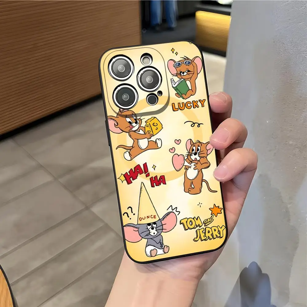 Cartoon J-Jerrys T-Toms Phone Case For IPhone 17 Air 16 E Pro Max 15 14 13 Mini 12 Pro 11 XS Max 7 8 Plus Black Soft Shell view 4
