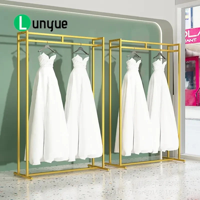 Double Layer Clothing Display Rack Floor Standing Suit Side Hanger Dress Garment Stand for Studio Wedding Shop Retail Store