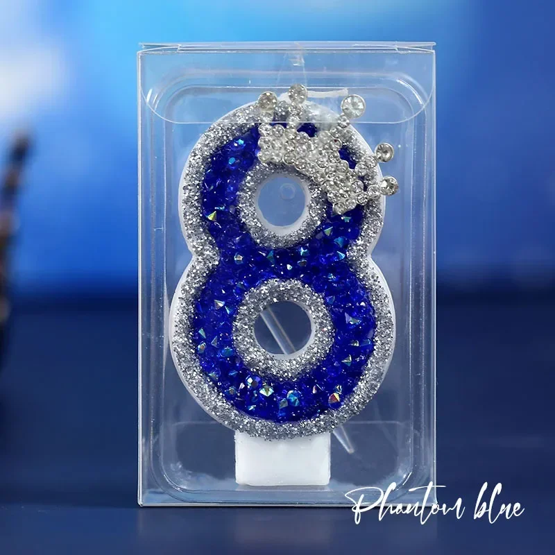 Blaue Krone Geburtstagskerze, 0–9 Zahlen, Kuchenkerzen für Mädchen, 1 Jahr, Babykerze, Jubiläumsfeier, Dekorationen, blaue Zahlenkerze