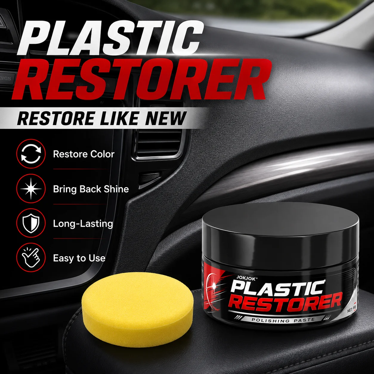 Car Tire Shine Wax - Universal Plastic Repair Paste, Used to Restore Aging and Fading, Repair Minor Scratches, Quickly Restore