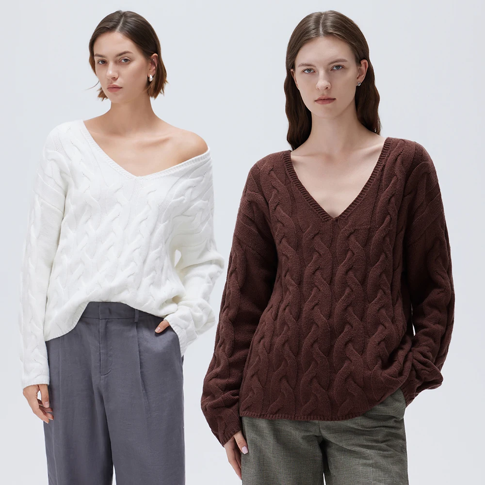 سترة نسائية للخريف والشتاء بأكمام طويلة ورقبة على شكل حرف v قميص متماسك بلوفرات كورية غير رسمية قميص بقصة ضيقة سترة للنساء #4