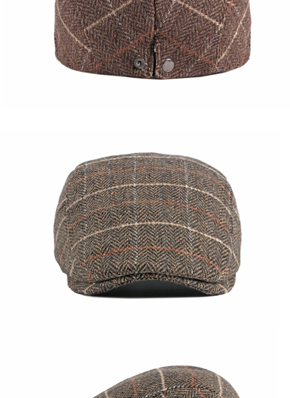 HT2903 Baskenmützen für Männer und Frauen, Retro-Künstler-Malermütze, karierte Baskenmütze, flache Ivy-Mütze für Damen und Herren, 2026 neue Herbst-Winter-Wollmütze. – Detail 8