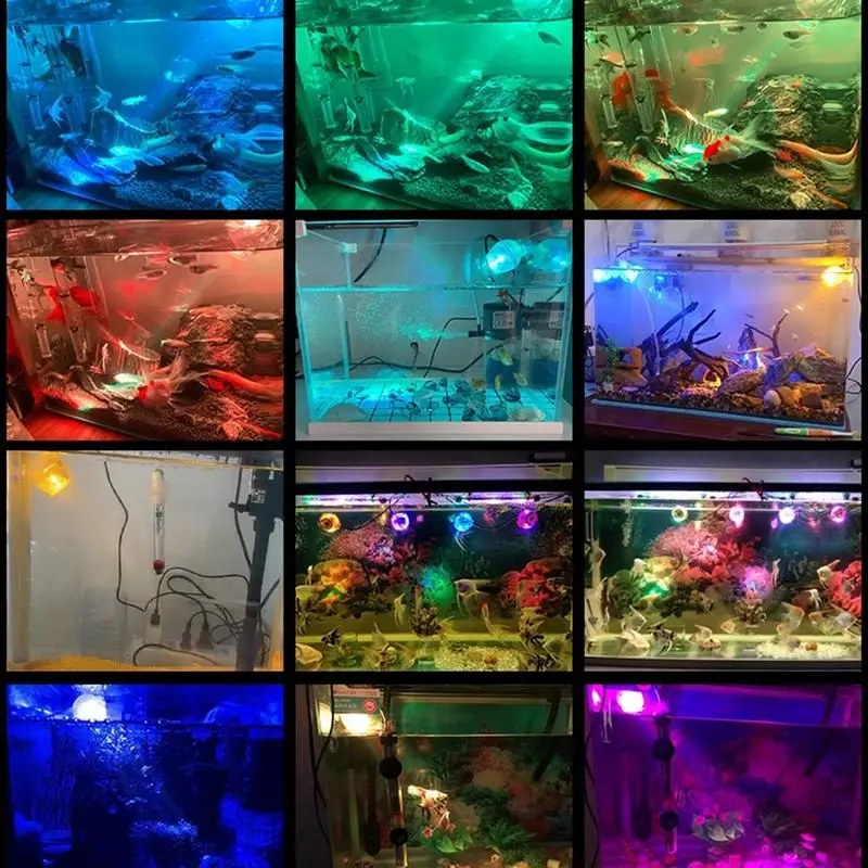 Submersible Aquarium Spotlight 6-Color Changing Pool LED Lights IP68 Waterproof Small Water Lamp for Romantic Aquarium Fish Tank