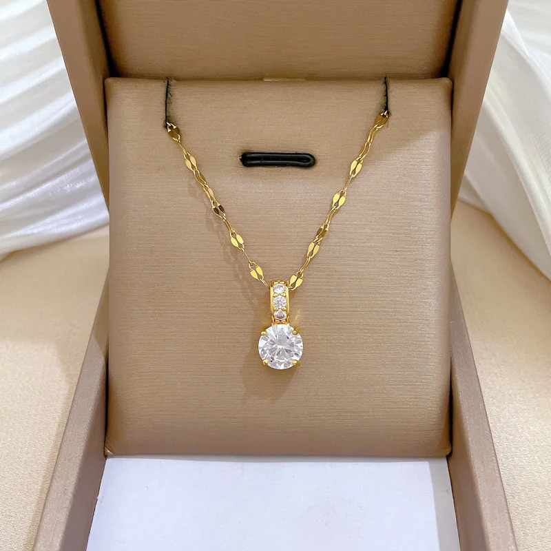 قلادة فاخرة من التيتانيوم الصلب للنساء، سلسلة ترقوة عصرية بسيطة، إكسسوار عصري