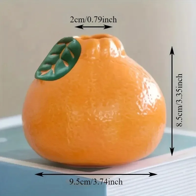 Ceramic Orange Vase Fruit Shape Decorative Vase Tabletop Decorative Vase Perfect Choice for Living Room and Office Decoration
