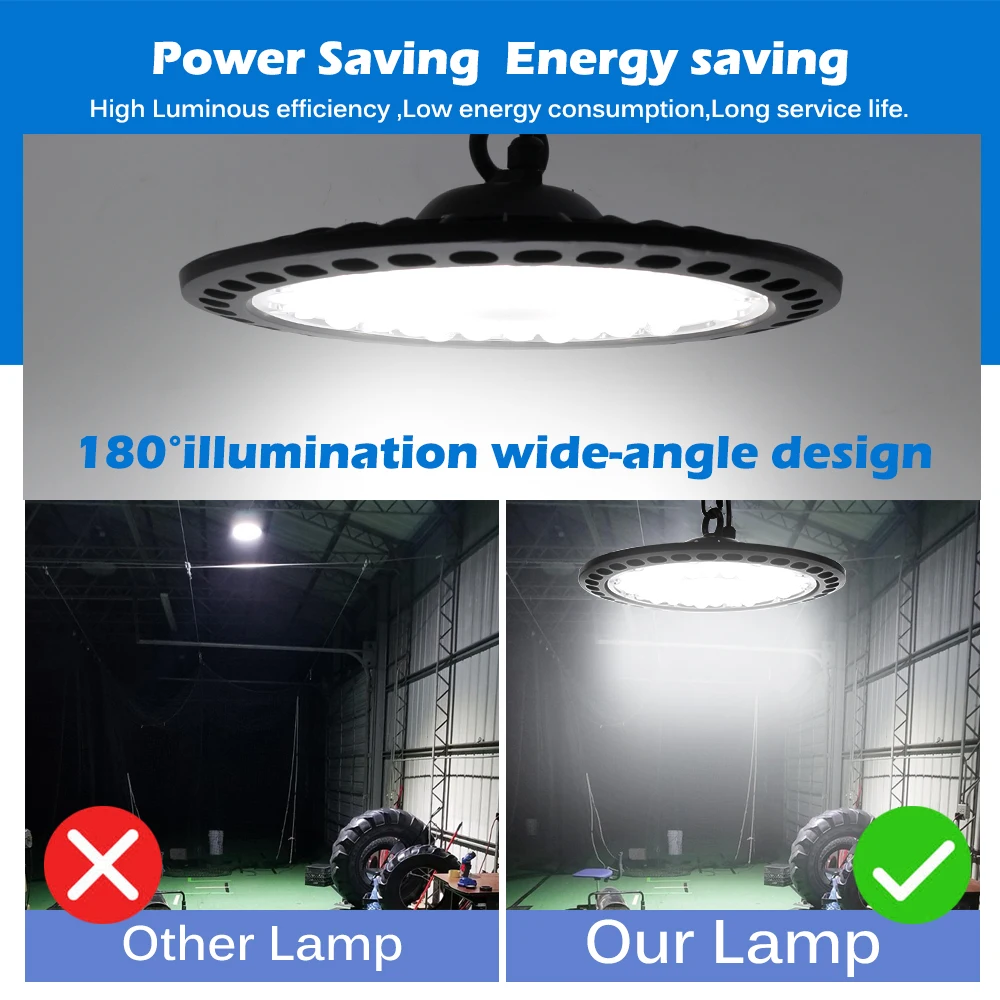 100W 150W 200W UFO LED High Bay Light AC220V Waterproof Warehouse Garage Light Super Bright Commercial Industrial Lighting