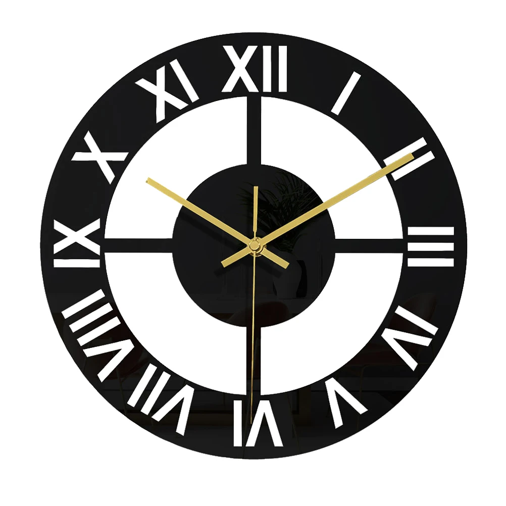 

Acrylic Wall Clock Home Decor Black Vintage Hanging Clock Modern Style Art Atmosphere Suitable Hotel Office
