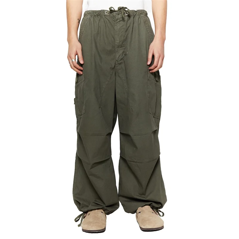 Men s Elastic Waist Loose Fit Lightweight Workwear Cargo Pants Hip Hop Casual Baggy Sweatpants