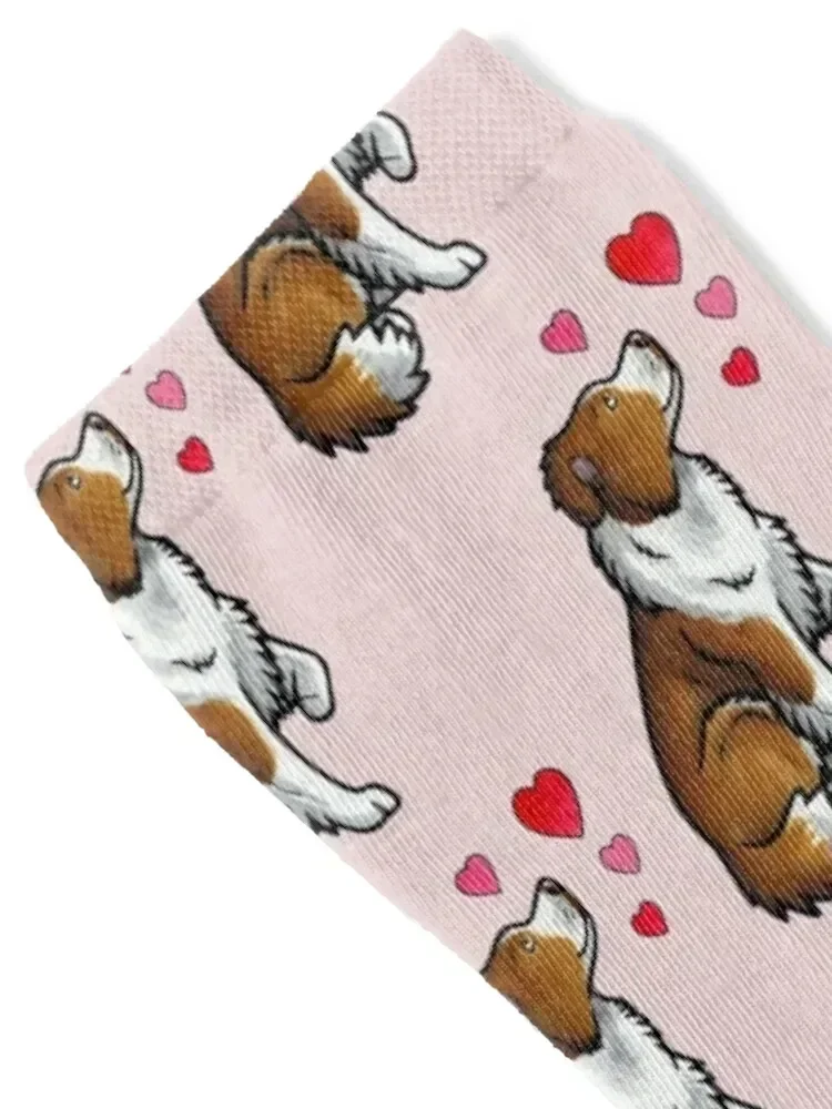 Border Collie love (red) Socks Rugby halloween Soccer Mens Socks Women's