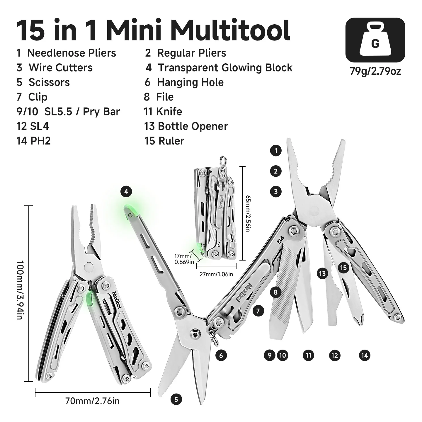 2026 New NexTool Mini Flagship F12 15 In 1 Folding Multitool Functional Pliers Screwdriver File Bottle Opener Outdoor Hand Tool