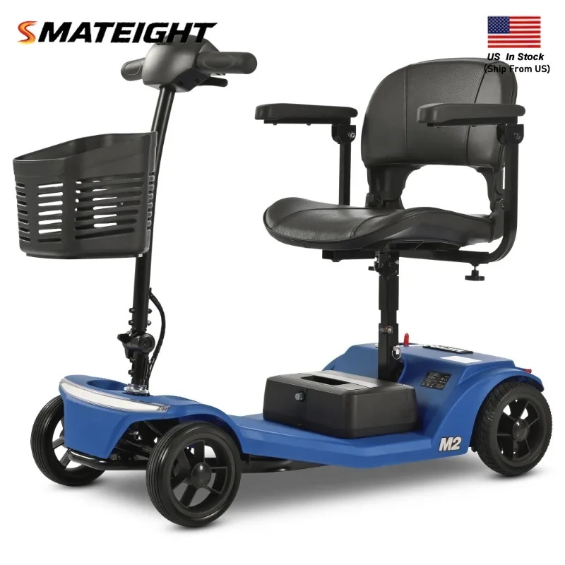 

4 Wheel Electric Mobility Scooter for Seniors, 250W Motor, 15-20 Miles Range, 22.5Ah Detachable Battery, LED Lights, USB Port