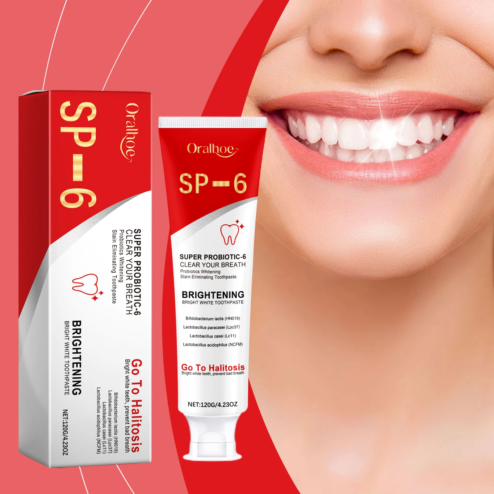 SP6 Probiotic Toothpaste Whitening Teeth Cleaning Dental Plaque Tartar Remove Coffee Smoke Stains Anti Caries Repair Toothpaste