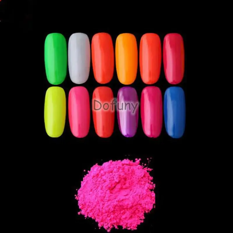 10g Neon Pigment Powder Ombre DIY Nail Art Decor Neon Fluorescent Effect Shinny Under Ultraviolet Light Phosphor Powder