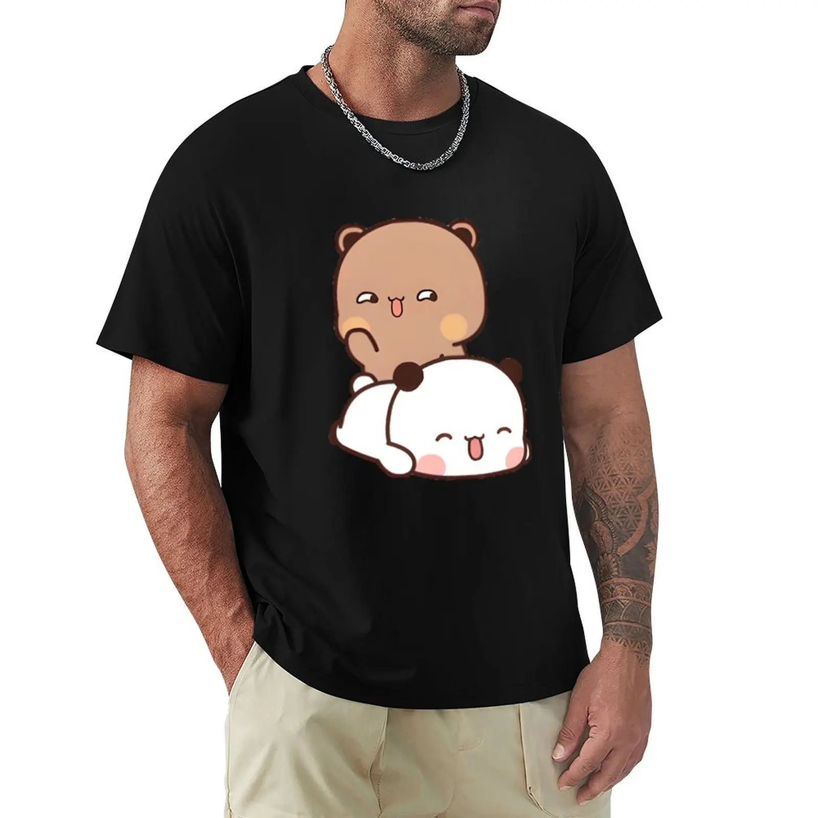 Bubu & Dudu / Milk & Mocha / Panda and Brown bear Spanking T-Shirt Large Size Breathable Tee
