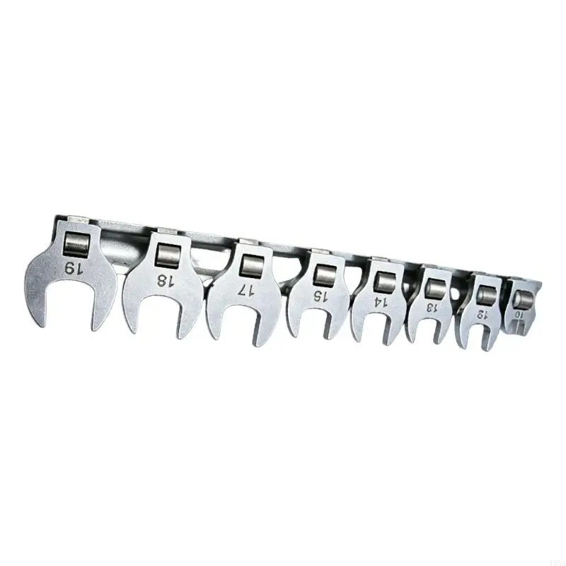 8Pcs 3/8 Square-Drive Open-End Crowfoot Tool Set, Metal Fastener Design for Tight Access and Service Work Daily Repair 
