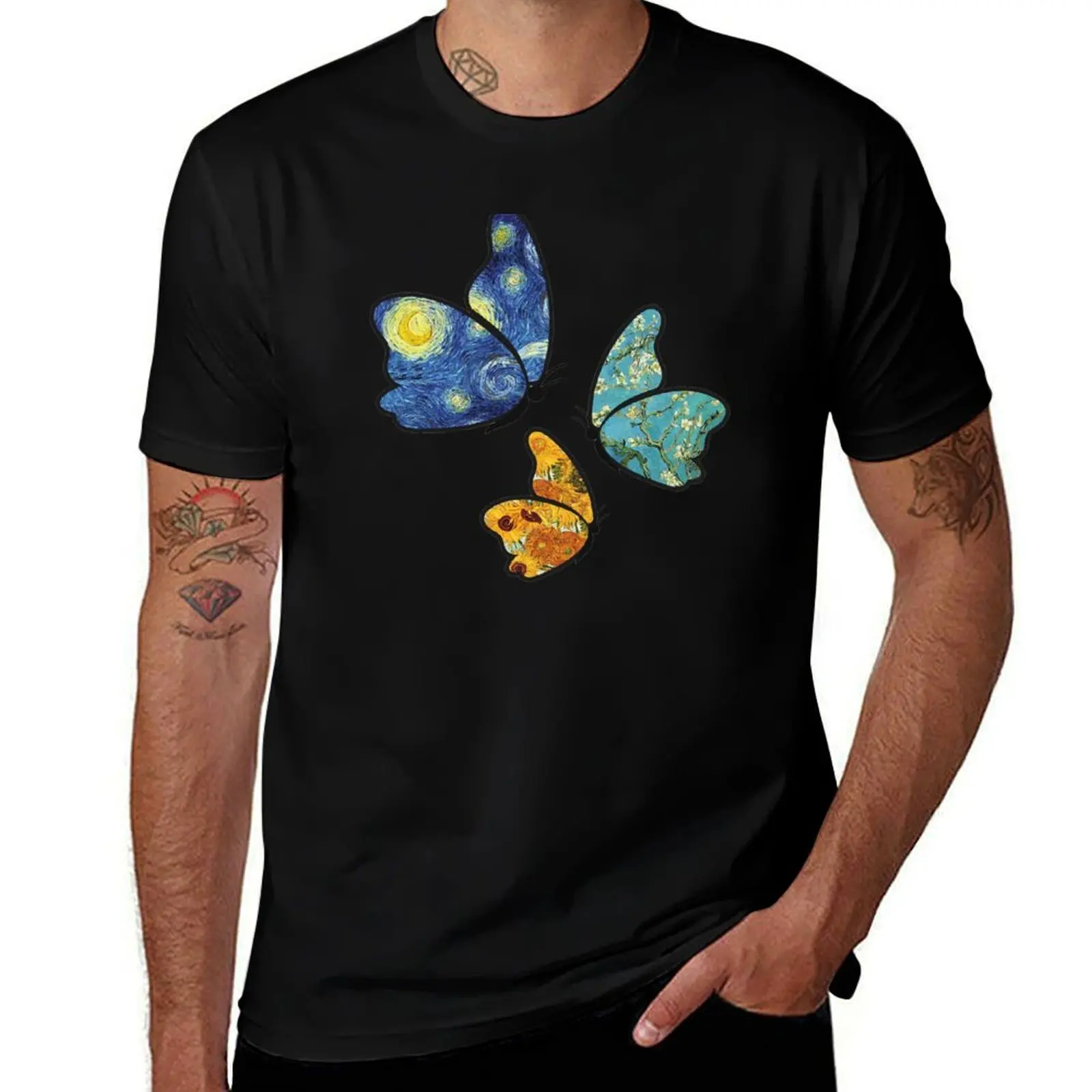 Butterfly Van gogh Style T-Shirt Plus Size Gym Sports T-Shirt